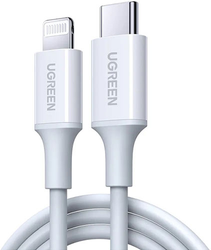 фото Кабель ugreen us171 (60748) usb-c to lightning cable m/m nickel plating abs shell, 1,5 м, белый