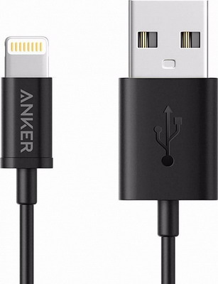

Кабель ANKER, MFI USB To Lightning Round Cable 90 см. черный