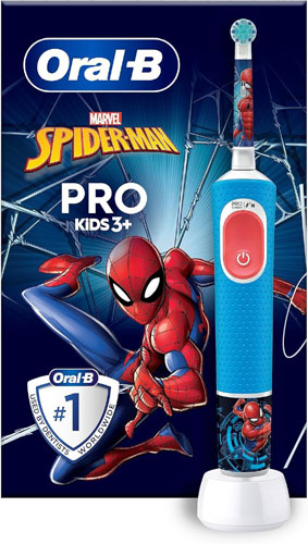 фото Электрическая зубная щетка braun oral-b pro kids 3+ spiderman, синий