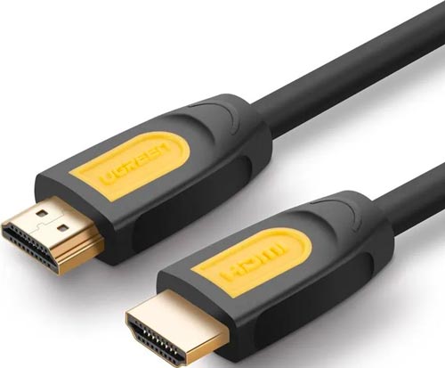 фото Кабель ugreen hd101 (10151) hdmi male to male round cable. длина: 0.75 м. цвет: черно-желтый