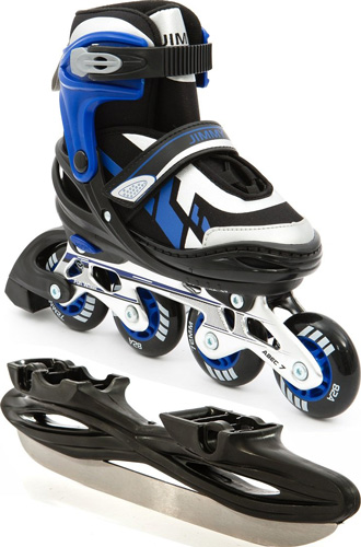 

Коньки раздвижные Calambus Jimmy COMBO + ролики р. 34-37, черный/синий