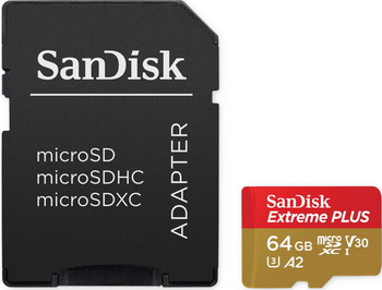 Карта памяти Sandisk Extreme 64ГБ MicroSDXC C10 UHS-I A2 V30 160МБ/с SDадаптер (SDSQXA2-064G-GN6MA) флеш карта microsdxc 64gb class10 sandisk sdsqxa2 064g gn6ma extreme adapter