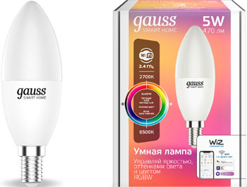 

Светодиодная лампа GAUSS Smart Home RGBW E14 C37 5 Вт 2700-6500K