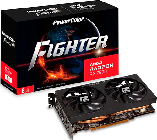 фото Видеокарта powercolor radeon rx 7600 fighter 8gb (rx 7600 8g-f)