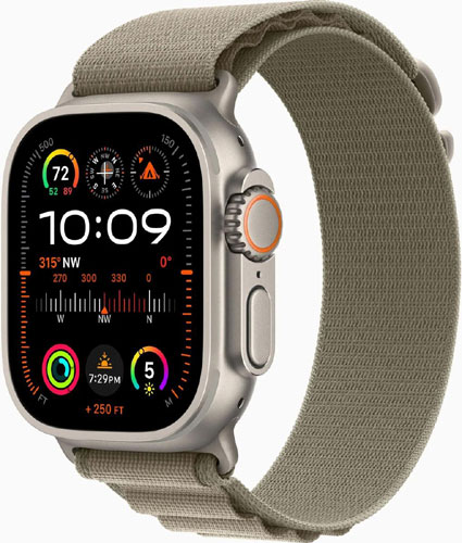 фото Умные часы и браслет apple watch ultra 2 49mm titanium case with olive alpine loop - medium (mrey3ll/a)