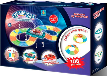 

Гибкий трек 1 Toy, ''Большое путешествие'' разводной мост дорога светится 1 машинка со светом 108 дет Т13200