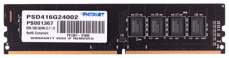 

Оперативная память Patriot Memory DDR4 16GB 2400MHz Signature Line (PSD416G24002), Черный