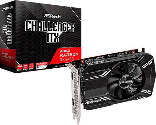 фото Видеокарта asrock radeon rx 6400 challenger itx 4gb (rx6400 cli 4g)