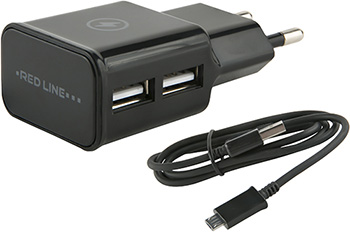 СЗУ Red Line 2 USB (модель NT-2A) 2.1A и кабель MicroUSB черный