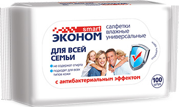 Салфетки влажные антибактериальные Эконом smart №100 30258 влажные салфетки эконом smart набор влажные салфетки детские эконом smart 120 2 шт