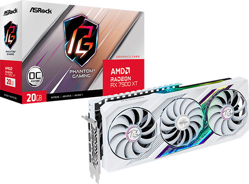 фото Видеокарта asrock radeon rx 7900 xt phantom gaming white oc (20gb rx7900xt pgw 20go)