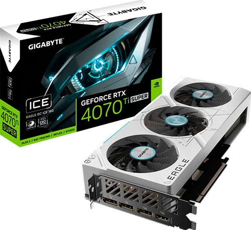 Видеокарта Gigabyte GeForce RTX 4070 Ti SUPER EAGLE OC ICE 16GB (GV-N407TSEAGLEOCICE-1 6GD)