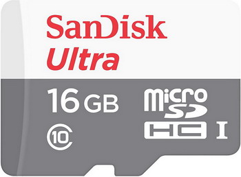 Карта памяти Sandisk 16 GB microSDHC Class 10 Ultra 80 MB/s SDSQUNS-016 G-GN3MN