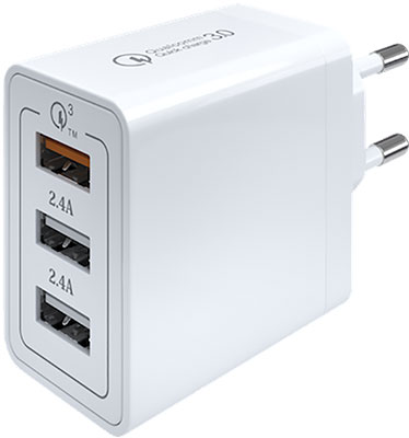 Сетевое зарядное устройство Red Line Tech 3 USB QC 3.0 (модель NQC-3A)  белый