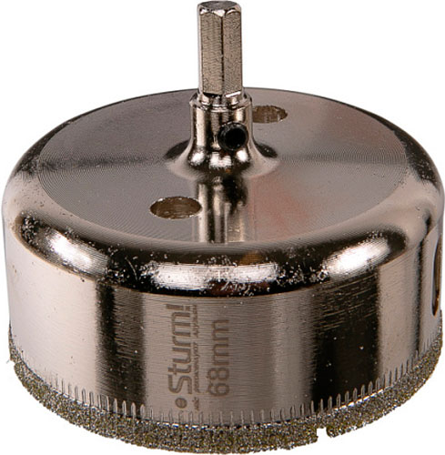 Изображение товара Коронка алмазная Sturm! 68 мм по керамической плитке и стеклу с центроим для точной работы