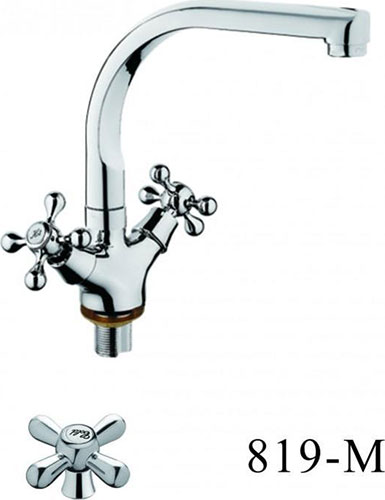 Изображение товара Смеситель для кухни D-Lin хром двухвентильный из латуни с поворотным изливом