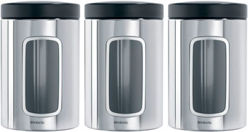 

Набор контейнеров Brabantia, для сыпучих продуктов с окном 1 4л 3 предмета стальной полированный 247286