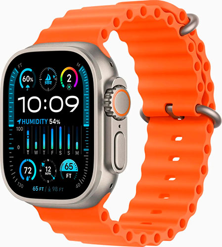 Часы Apple Watch Ultra 2 GPS + Cellular, 49mm, Titanium Case with Orange Ocean Band (MREH3LL/A)