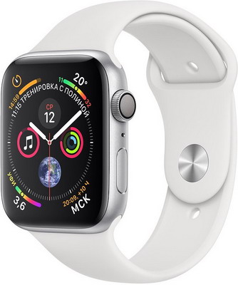 Часы Apple Watch Series 4 GPS 44 mm Silver Aluminium Case with White Sport Band (MU6A2RU/A) Часы Apple Watch Series 4 GPS 44 mm Silver Aluminium Case with White Sport Band (MU6A2RU/A)
