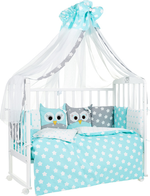 Комплект в кроватку Sweet Baby Uccellino Turchese (Мятный) 7 пр. 424 464 комплект в кроватку sweet baby vela beige бежевый с рис 7 предметов сатин