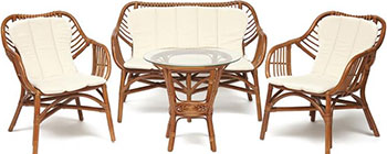 Комплект для отдыха Tetchair SONOMA (стол круглый (со стеклом) 2 кресла диван) 12720