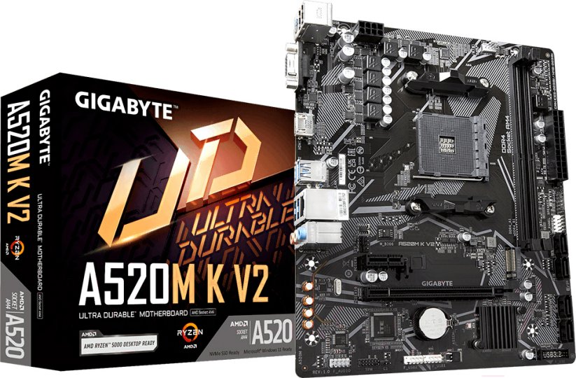 

Материнская плата Gigabyte A520M K V2 (AM4, mATX), Черный