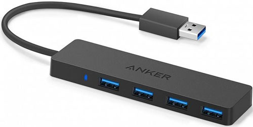 фото Адаптер/кабель-разветвитель anker 4-port usb 3.0, ultra slim, data, huba7516, black/черный