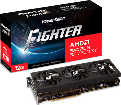 фото Видеокарта powercolor radeon rx7700xt fighter 12gb (rx7700xt 12g-f/oc)