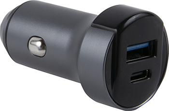 Автомобильное зарядное устройство Red Line Tech USB (QС 3.0 18W) и Type-C (PD 18W) (модель АС-19)  3A серый