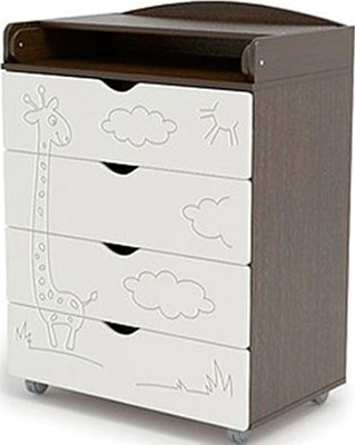Комод с пеленальным столом Sweet Baby Venerdi Wenge Avorio (Венге слоновая кость) Жираф 382 039 кроватка sweet baby eligio avorio слоновая кость 385672