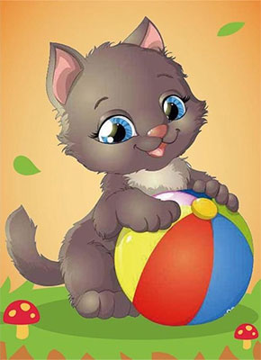 

Алмазная мозаика Цветной ''Котенок с мячом'' (17х22) x007