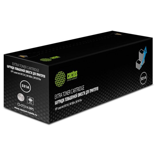 

Картридж лазерный Cactus CS-CF531A-MPS CF531X голубой (2700стр.) для HP LaserJet M154/M180n/M181fw