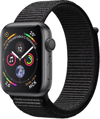

Часы Apple, Watch Series 4 GPS 44 mm Space Grey Aluminium Case with Black Sport Loop (MU6E2RU/A)