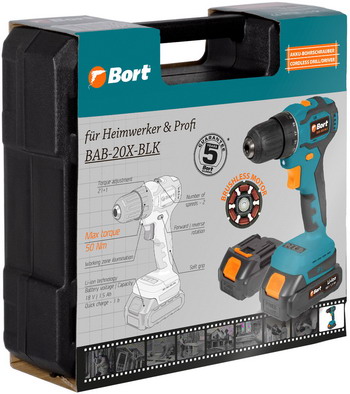 Дрель-шуруповерт Bort BAB-20X-BLK 2x15Ah