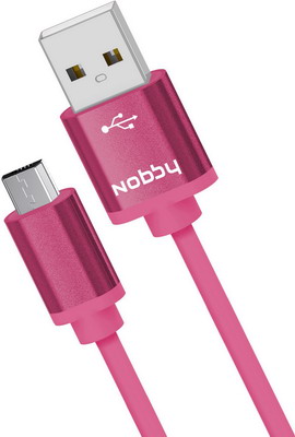 USB кабель Nobby Practic microUSB 1 м 2А DT-005 розовый 0204NB-005-001 переходник bb 001 001 usb c microusb черный