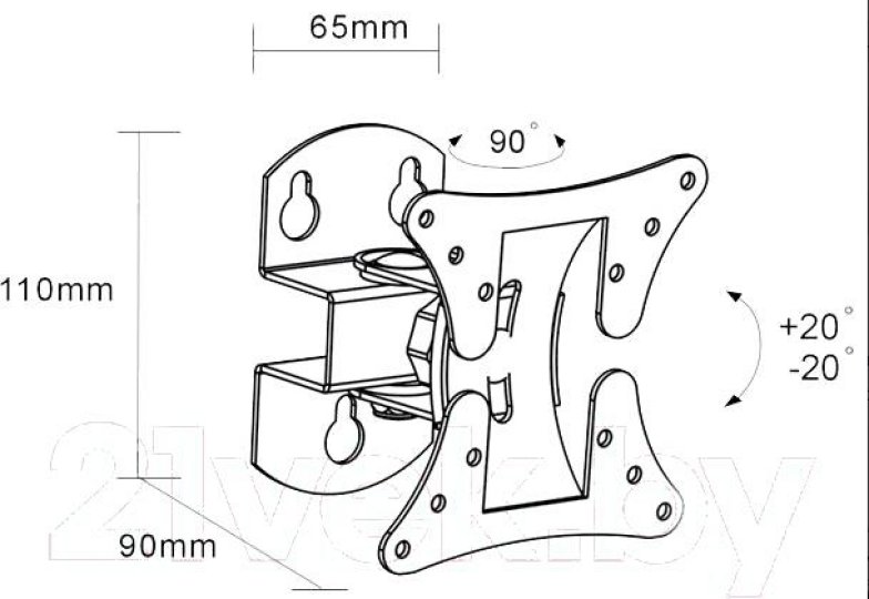 

Кронштейн для телевизора Arm media 10005 Media LCD-101 черный 10"-26" макс.30кг настенный поворот и наклон