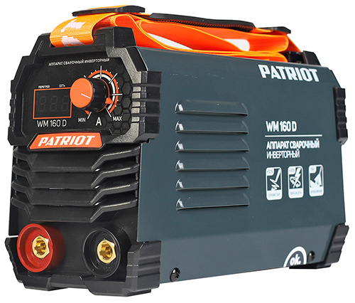 фото Аппарат сварочный инверторный patriot wm160d, mma, входное напряжение: 1ф140-240в, сварочный ток макс: 160a, пв при макс. токе: 70%, дисплей arc force