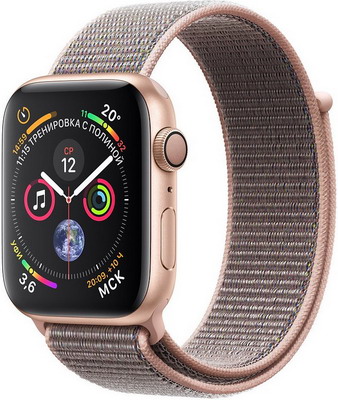 Часы Apple Watch Series 4 GPS 44 mm Gold Aluminium Case with Pink Sand Sport Loop (MU6G2RU/A) Часы Apple Watch Series 4 GPS 44 mm Gold Aluminium Case with Pink Sand Sport Loop (MU6G2RU/A)