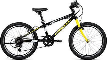 

Велосипед Forward, RISE 20 2.0 черный/желтый 20'' 7 ск. RBKW01607002