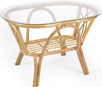 Стол журнальный RattanDesign ROMA МИ со стеклом JC-1735 цвет Мёд