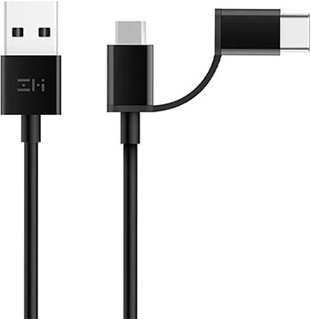 

Кабель 2 in 1 Xiaomi USB Type-C/Micro ZMI 100 см (AL501) черный