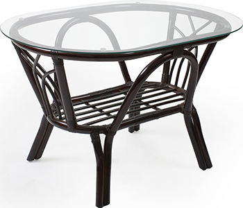 Стол журнальный RattanDesign ROMA МИ со стеклом JC-1735 цвет Орех