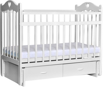 Детская кроватка Everflo Love c ящиком и маятником milk ES-002 ПП100004296