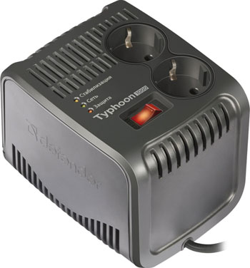 Стабилизатор напряжения Defender AVR Typhoon 1000 320 Вт 2 розетки (99033)