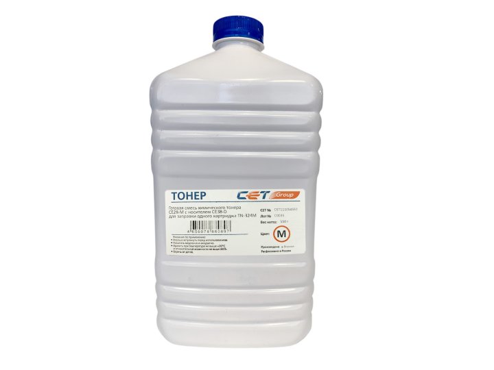 

Тонер Cactus Cet CE28-M/CE28-D CET111054550 пурпурный бутылка 550гр. (в компл.:девелопер) для принтера KONICA MINOLTA Bizhub C258/308/368