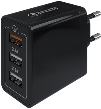 

Сетевое зарядное устройство Red Line, Line Tech USB QC 3.0 (модель NQC1-3A) черный