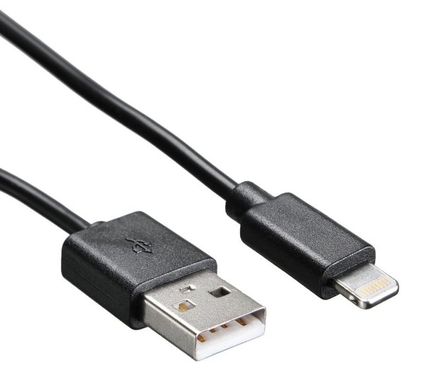 

Кабель Buro USB-IP-1.2B2A, USB (m) Lightning (m) 1.2м, черный