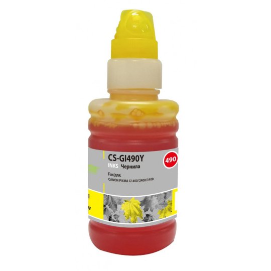 

Чернила Cactus CS-GI490Y GI-490 желтый 100мл для Canon Pixma G1400/G2400/G3400