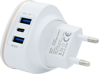 

Сетевое ЗУ Qumann, QTC-03 Type-C и 2USB (AUTO-ID 3 1A 15 5W) белый 50031
