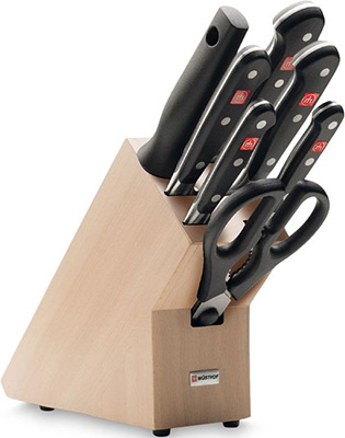 

Набор ножей, ножницы и подставка Wuesthof, 5 шт.+ ножницы+Мусат Wuesthof 9835-200 «Classic»